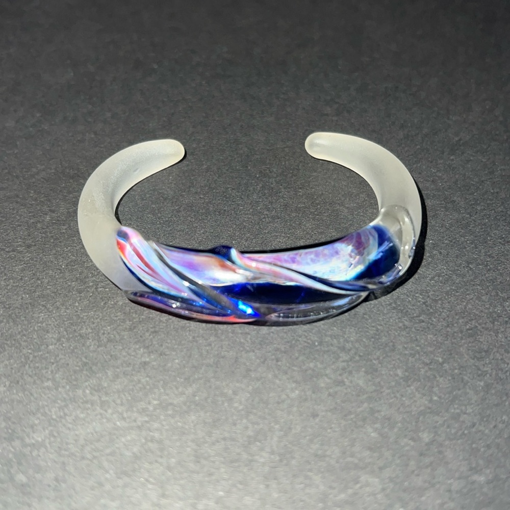 Glass Cuff Bracelet with Two Surface Finishes